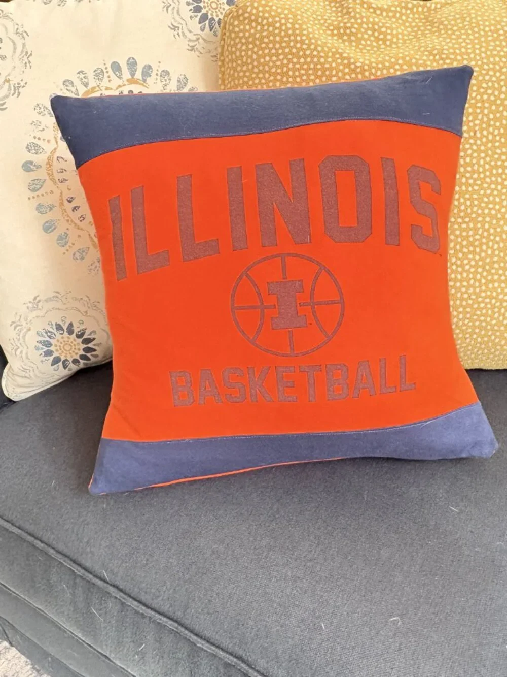 University of Illinois Fighting Illini reworked t-shirt throw pillow cover only